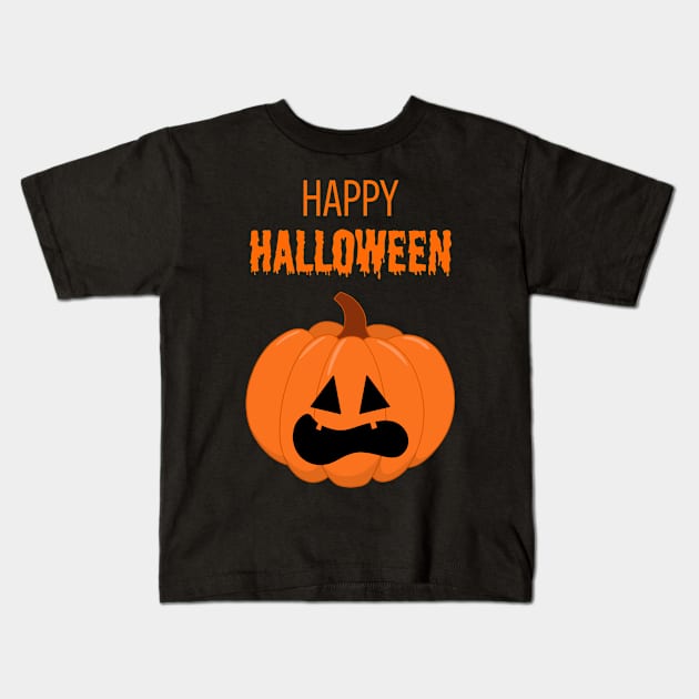 Happy Halloween Pumpkin Face #4 Kids T-Shirt by MickeyEdwards